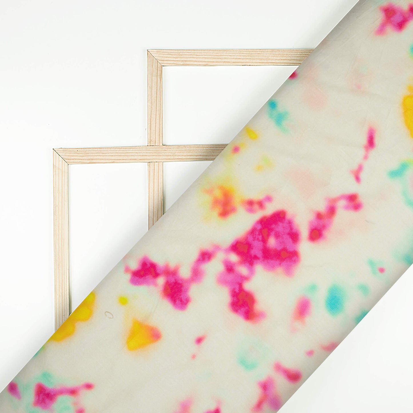 Cream And Deep Pink Tye And Dye Pattern Digital Print Cotton Cambric Fabric
