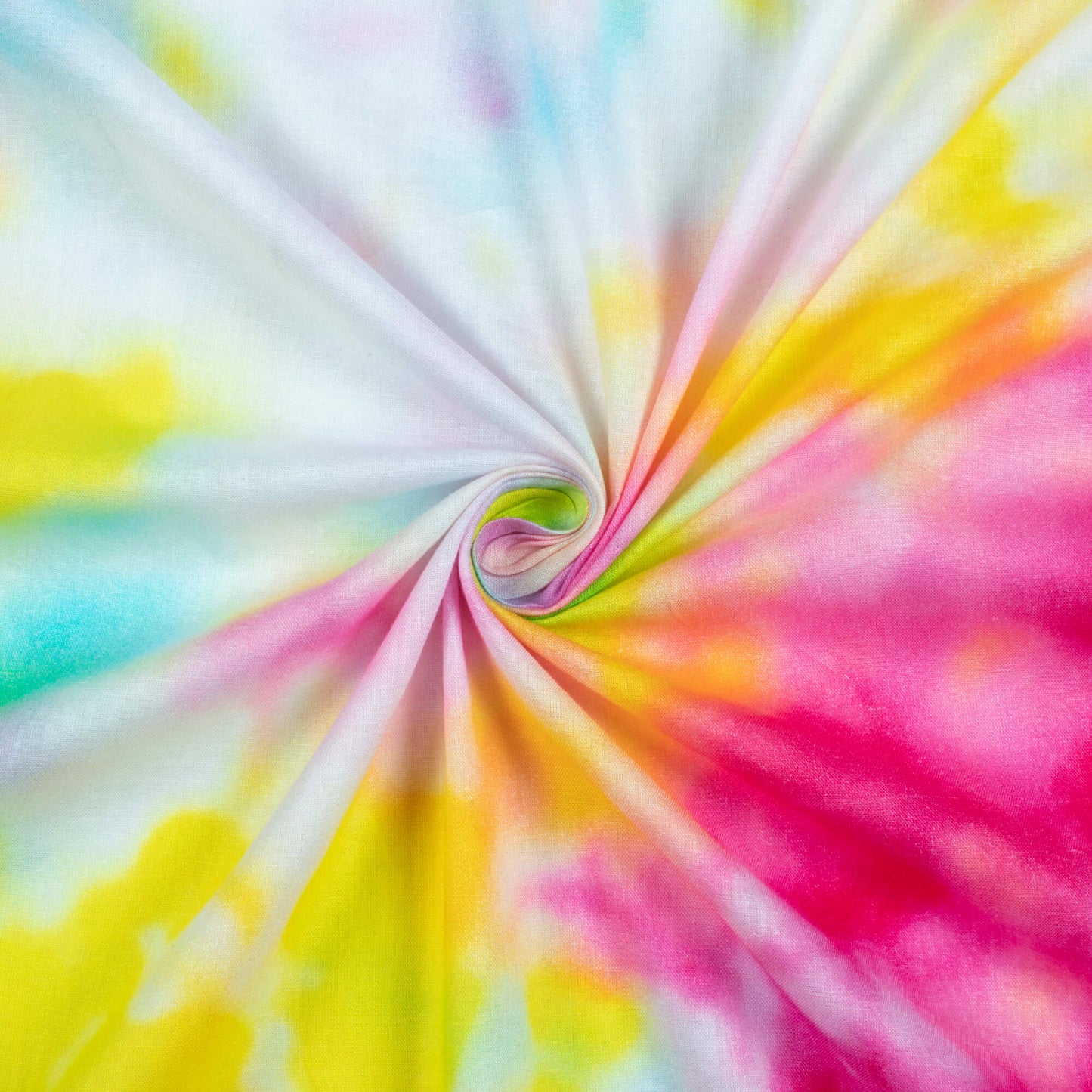 White And Pear Green Tye And Dye Pattern Digital Print Cotton Cambric Fabric