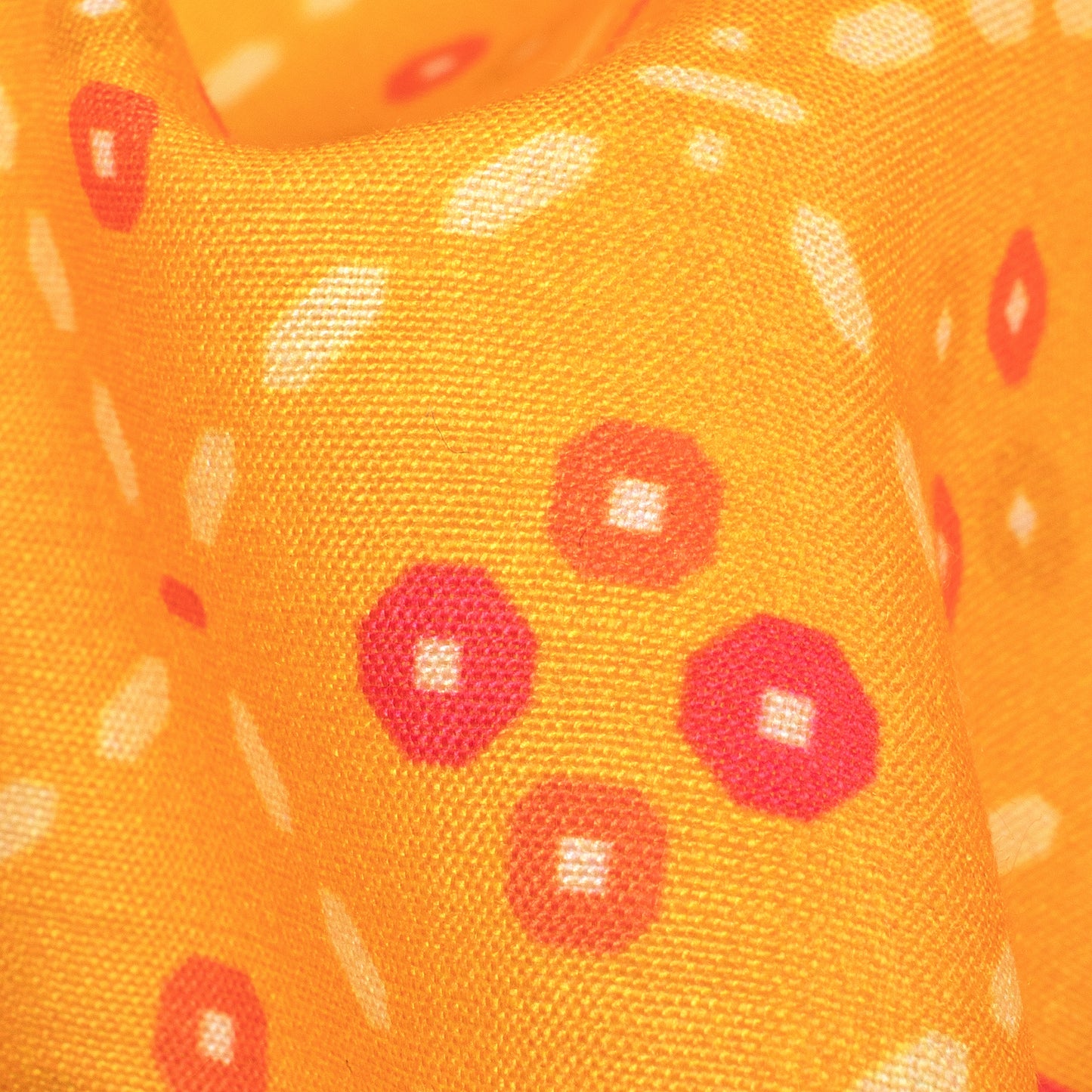 Fire Yellow And Deep Pink Bandhanii Pattern Digital Print Muslin Fabric