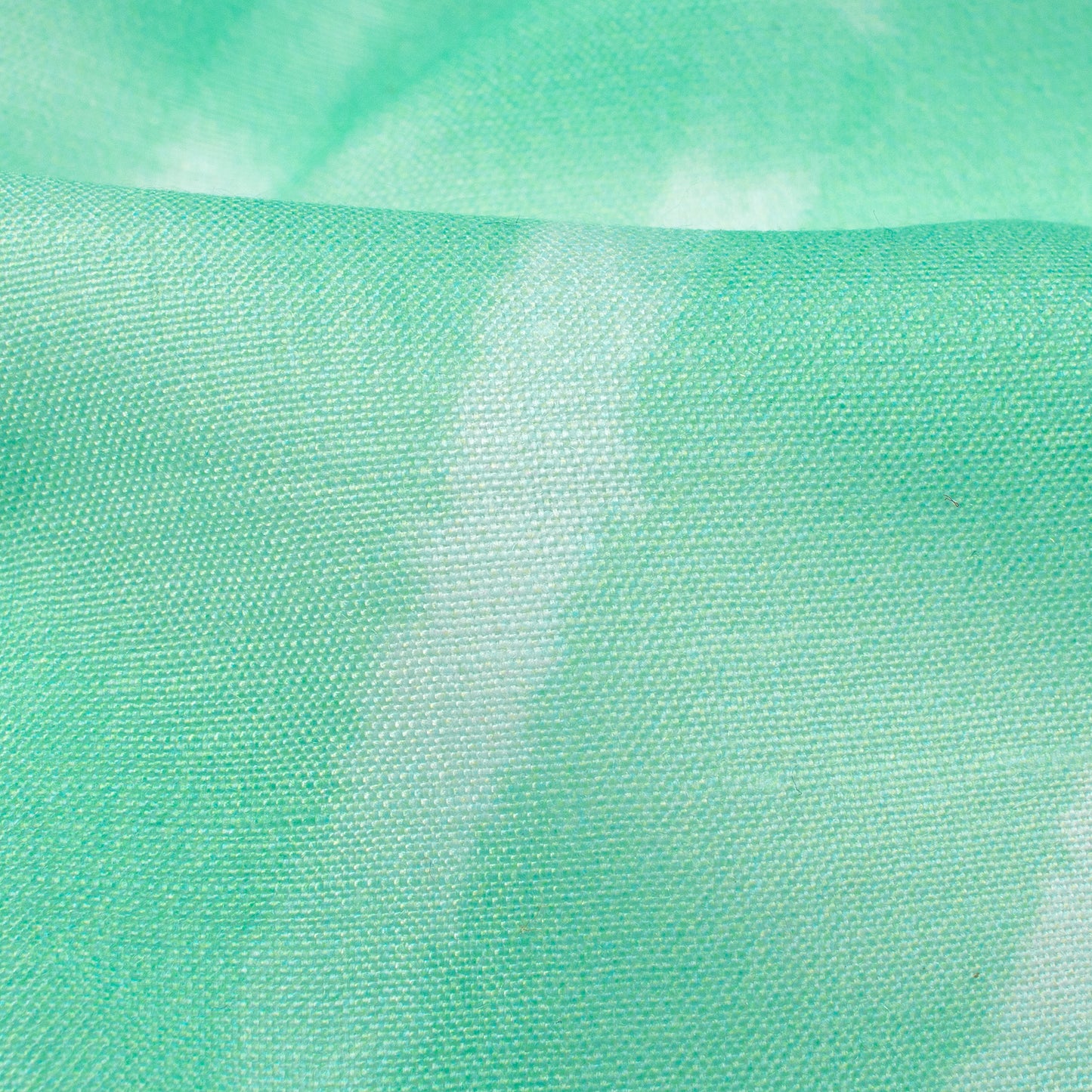 Mint Green And White Leheriya Pattern Digital Print Muslin Fabric