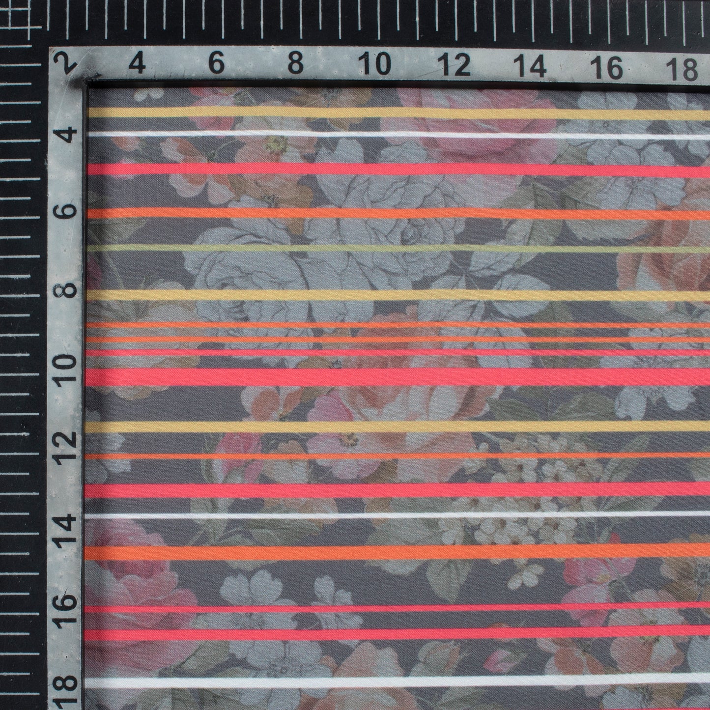 Magenta Pink And Grey Stripes Pattern Digital Print Muslin Fabric