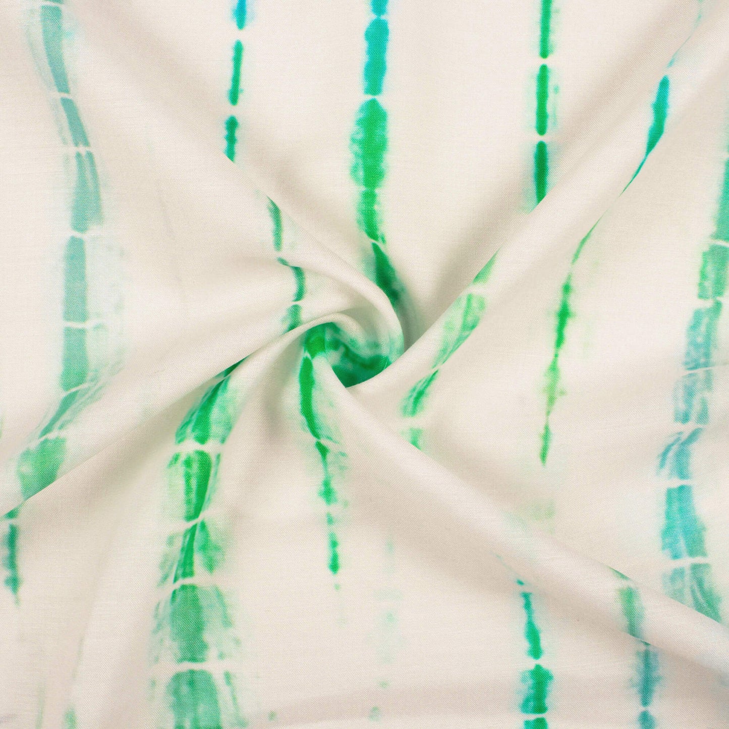 White And Green Shiiborii Pattern Digital Print Muslin Fabric