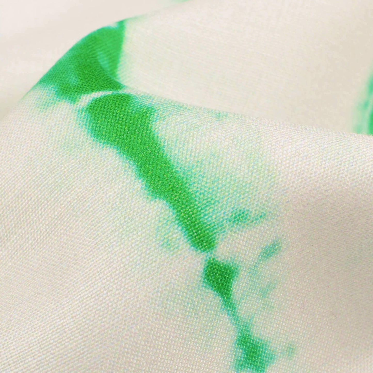 White And Green Shiiborii Pattern Digital Print Muslin Fabric