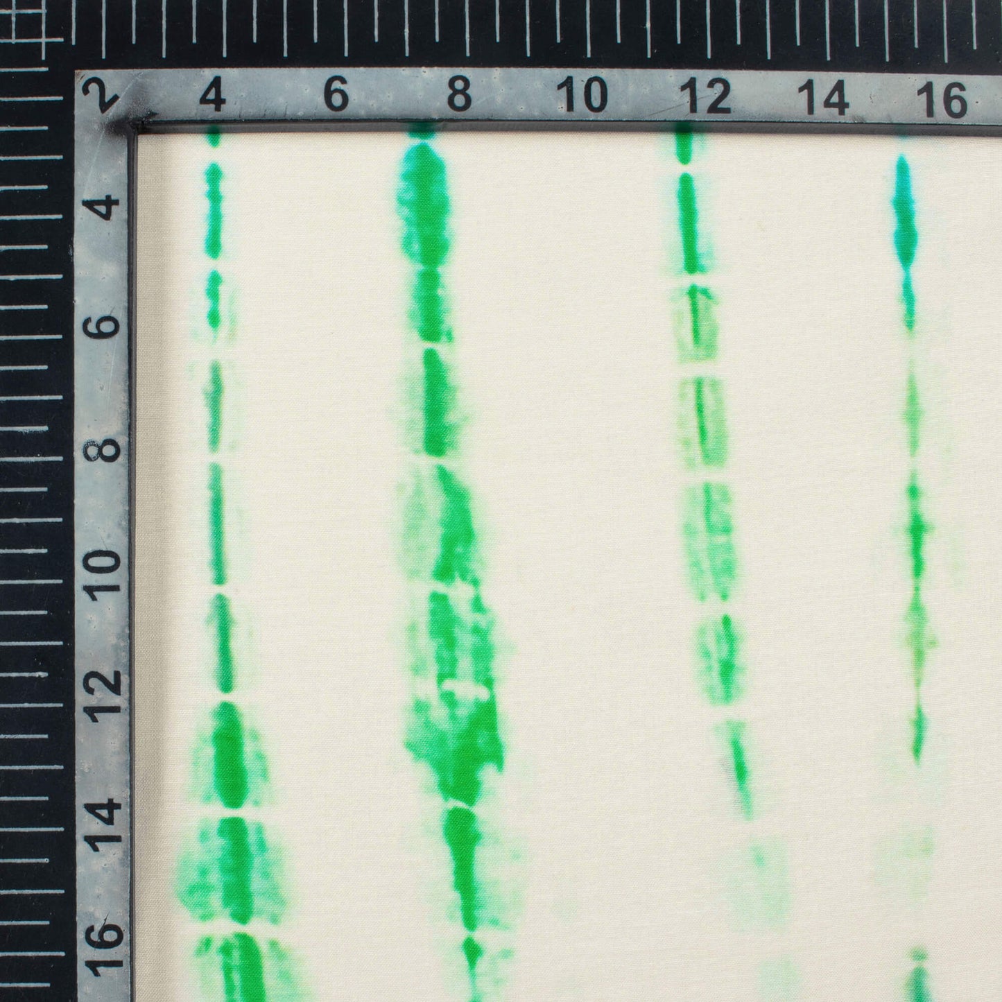 White And Green Shiiborii Pattern Digital Print Muslin Fabric