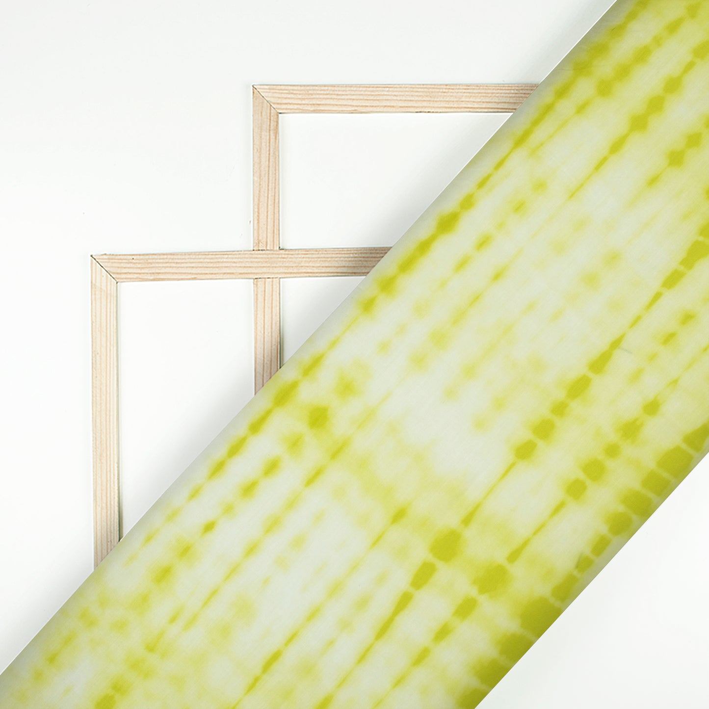 Lime Green Shiiborii Pattern Digital Print Muslin Fabric