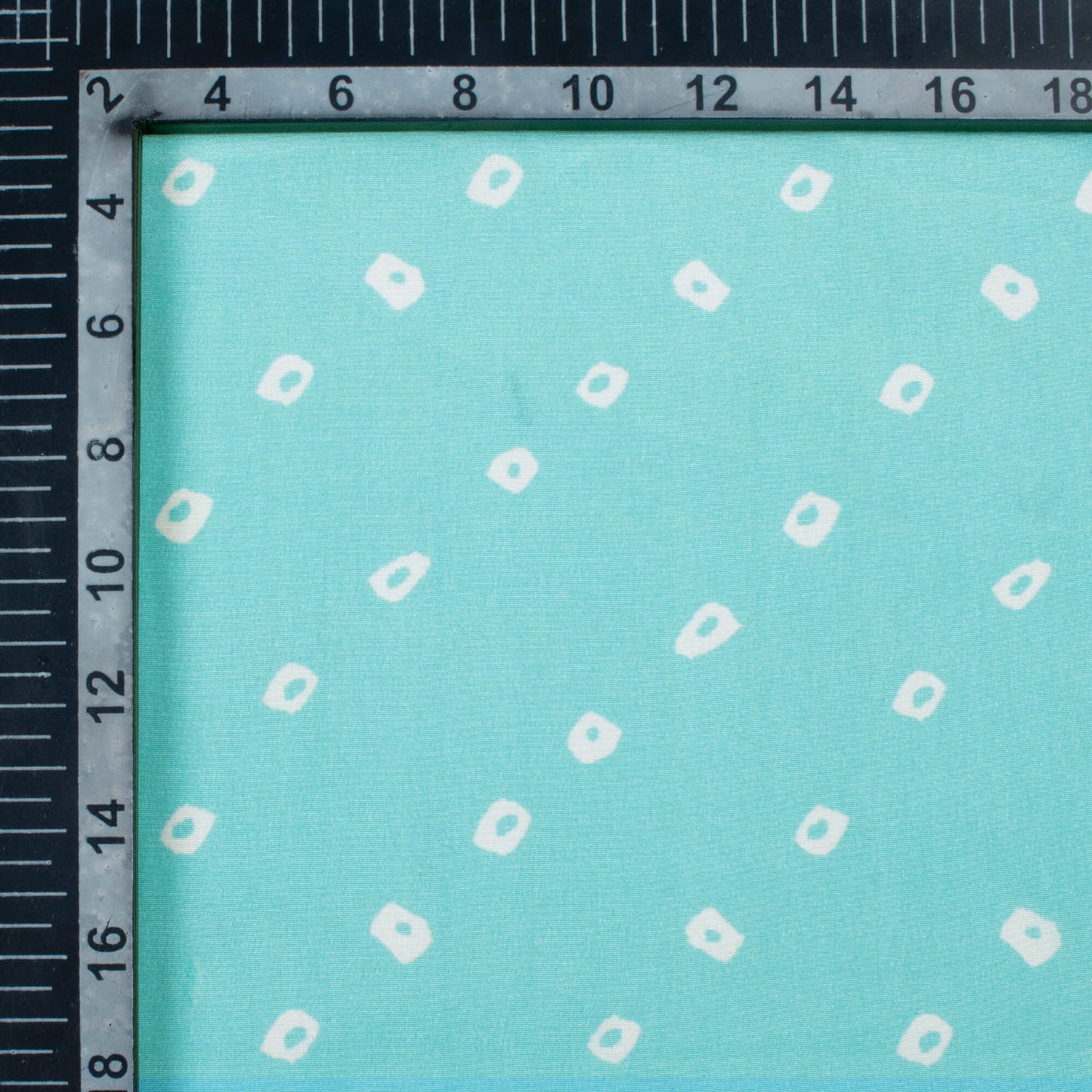 Baby Blue And White Bandhanii Pattern Digital Print Crepe Silk Fabric