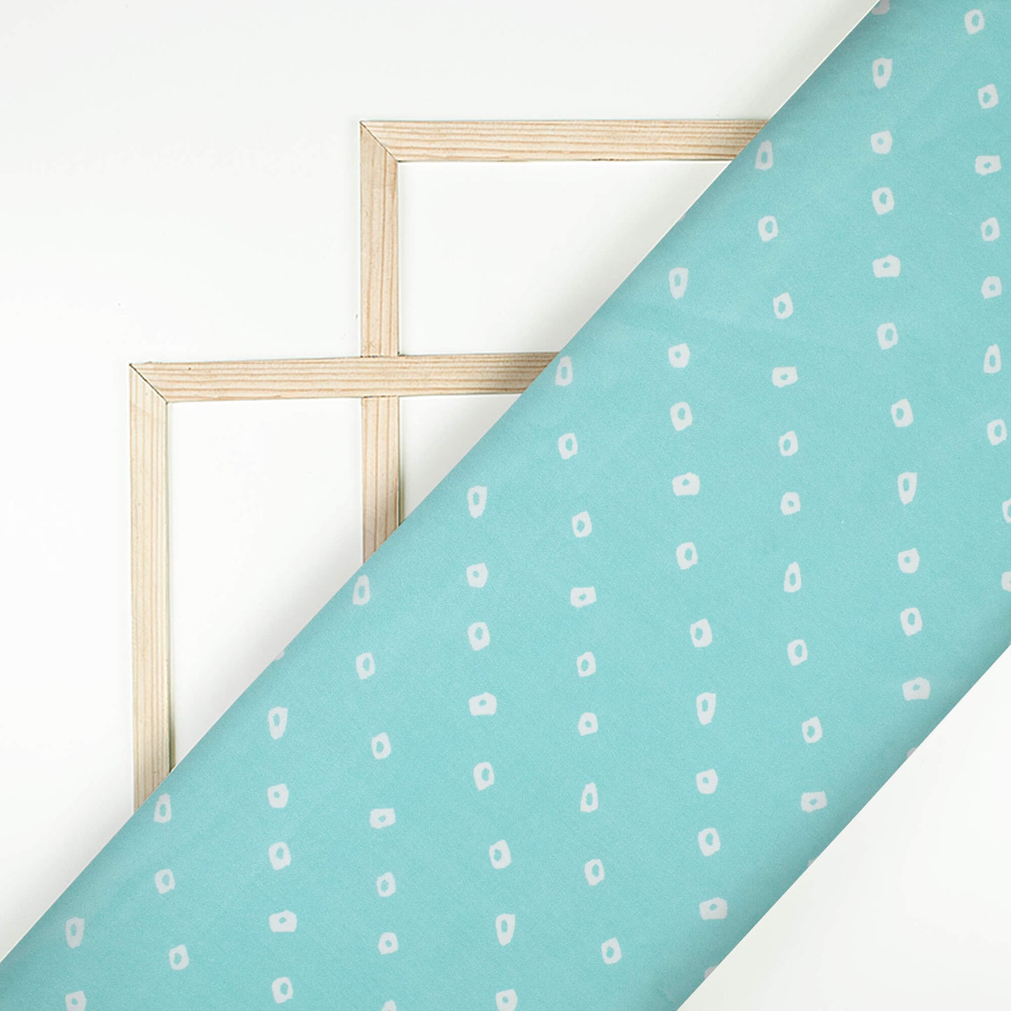 Baby Blue And White Bandhanii Pattern Digital Print Crepe Silk Fabric