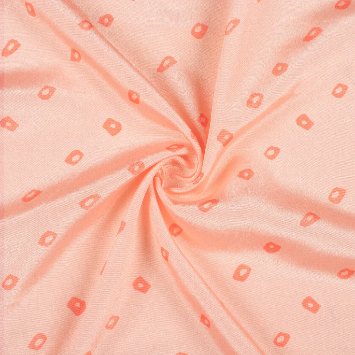 Peach Bandhanii Pattern Digital Print Crepe Silk Fabric