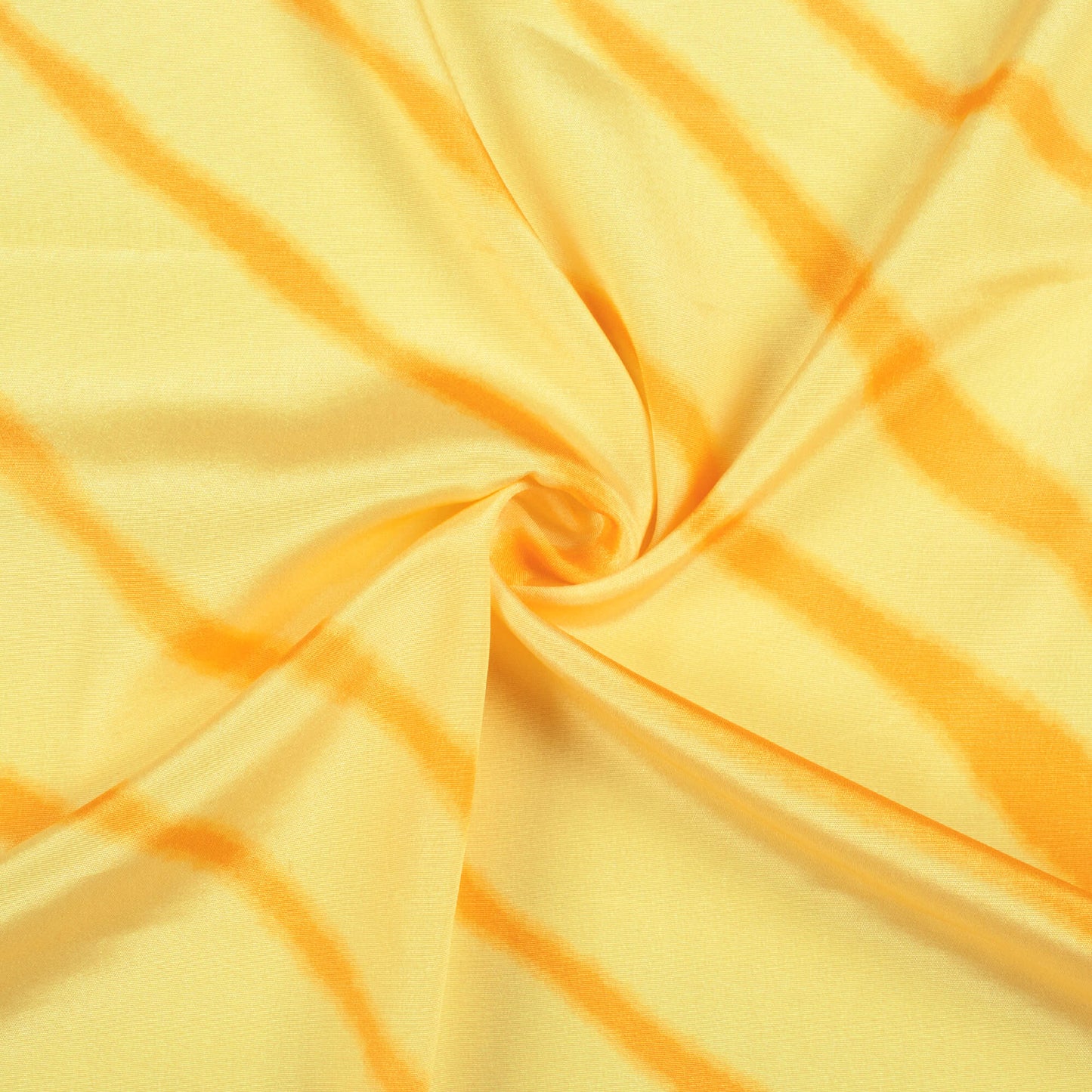 Bumblebee Yellow And Ochre Orange Leheriya Pattern Digital Print Crepe Silk Fabric
