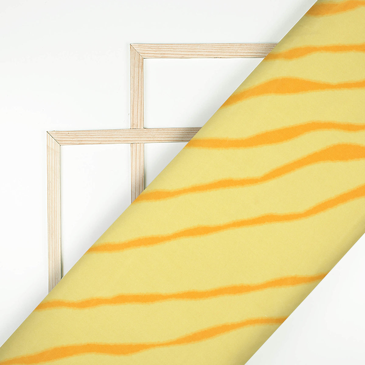 Bumblebee Yellow And Ochre Orange Leheriya Pattern Digital Print Crepe Silk Fabric