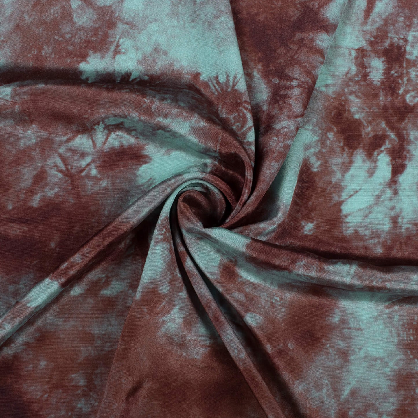Hickory Brown And Pistachio Green Tye And Dye Pattern Digital Print Crepe Silk Fabric