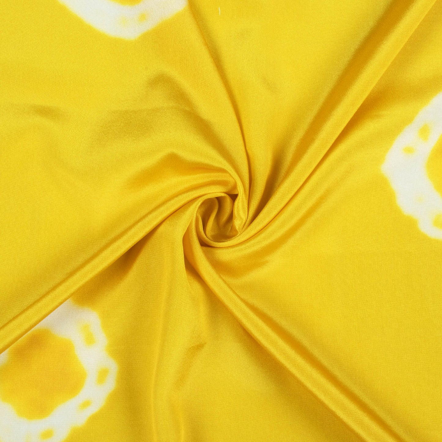 Bumblebee Yellow And White Shiiborii Pattern Digital Print Crepe Silk Fabric