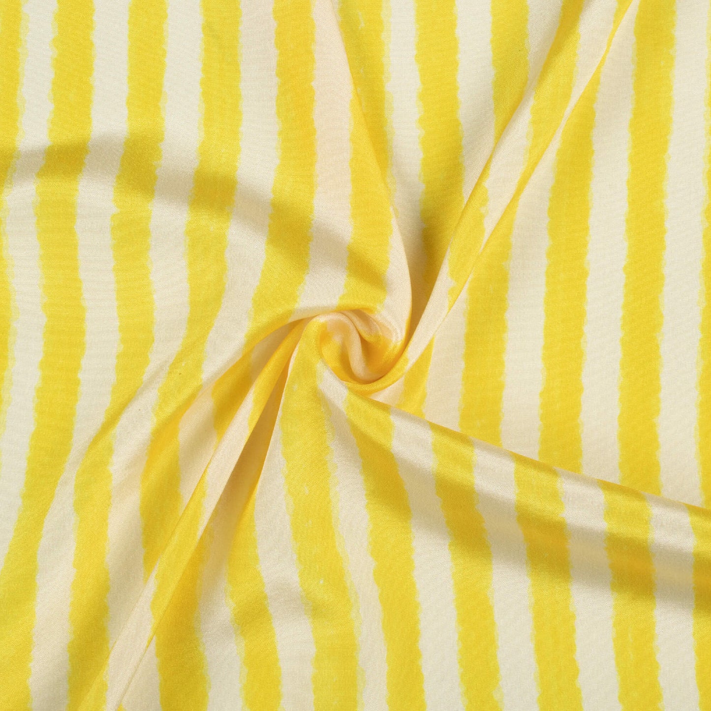 Bumblebee Yellow And White Stripes Pattern Digital Print Crepe Silk Fabric