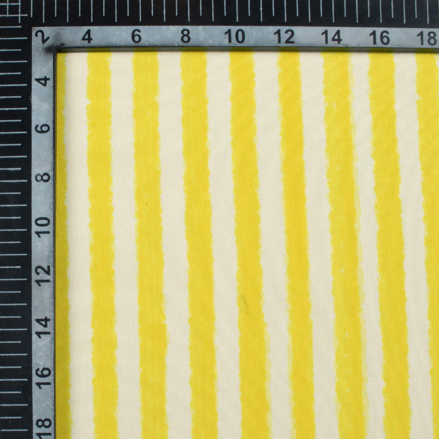 Bumblebee Yellow And White Stripes Pattern Digital Print Crepe Silk Fabric