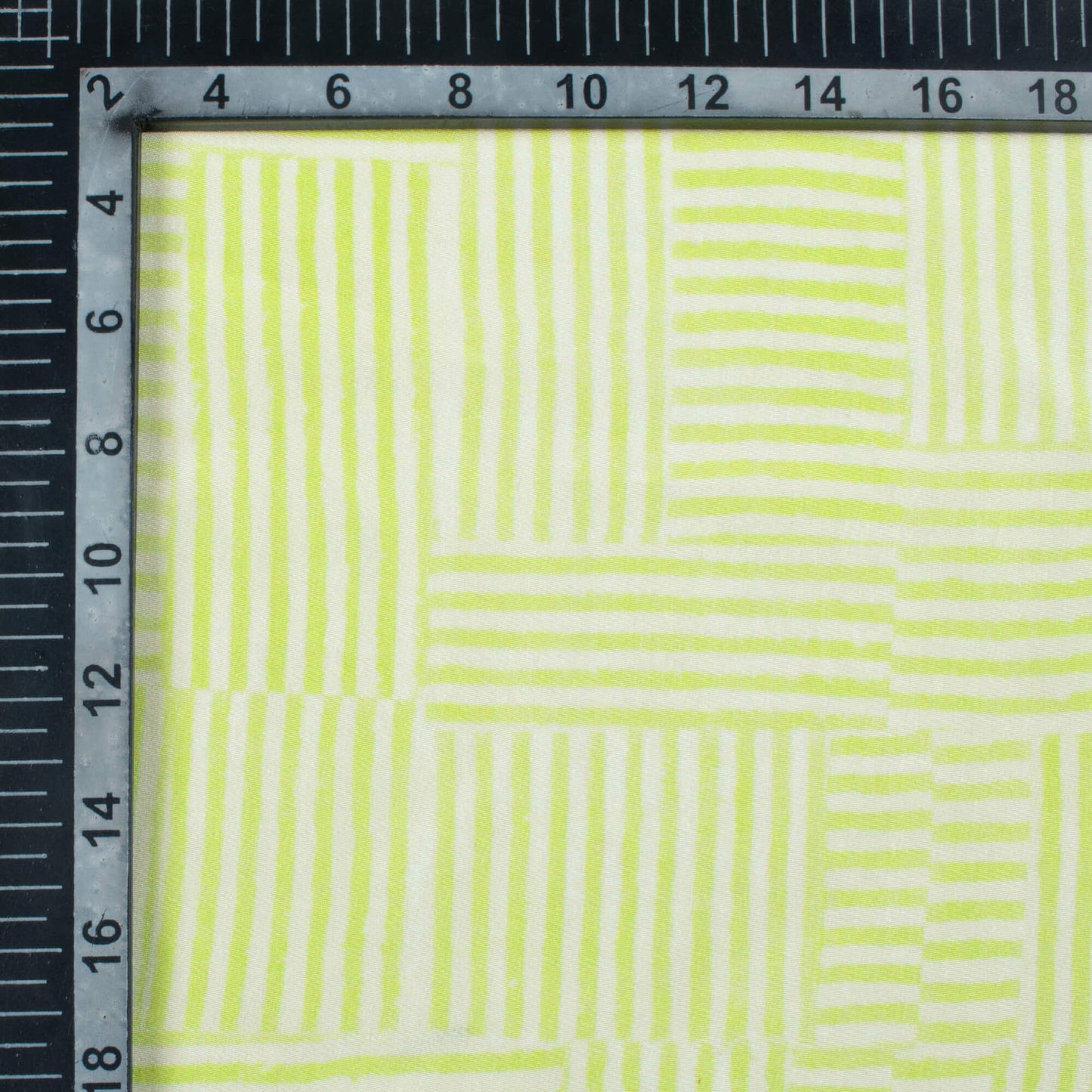 Pear Green And White Stripes Pattern Digital Print Crepe Silk Fabric