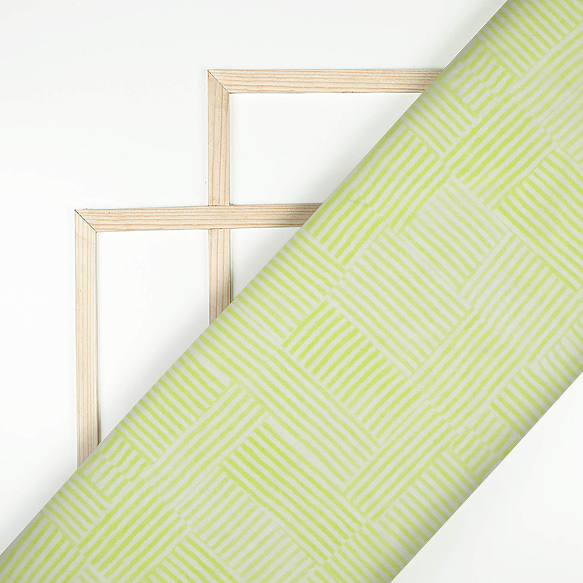 Pear Green And White Stripes Pattern Digital Print Crepe Silk Fabric