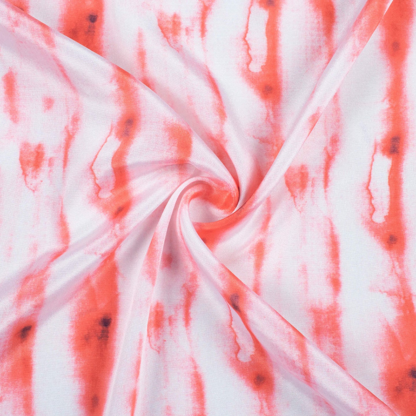 Vermilion Red And White Shiiborii Pattern Digital Print Crepe Silk Fabric