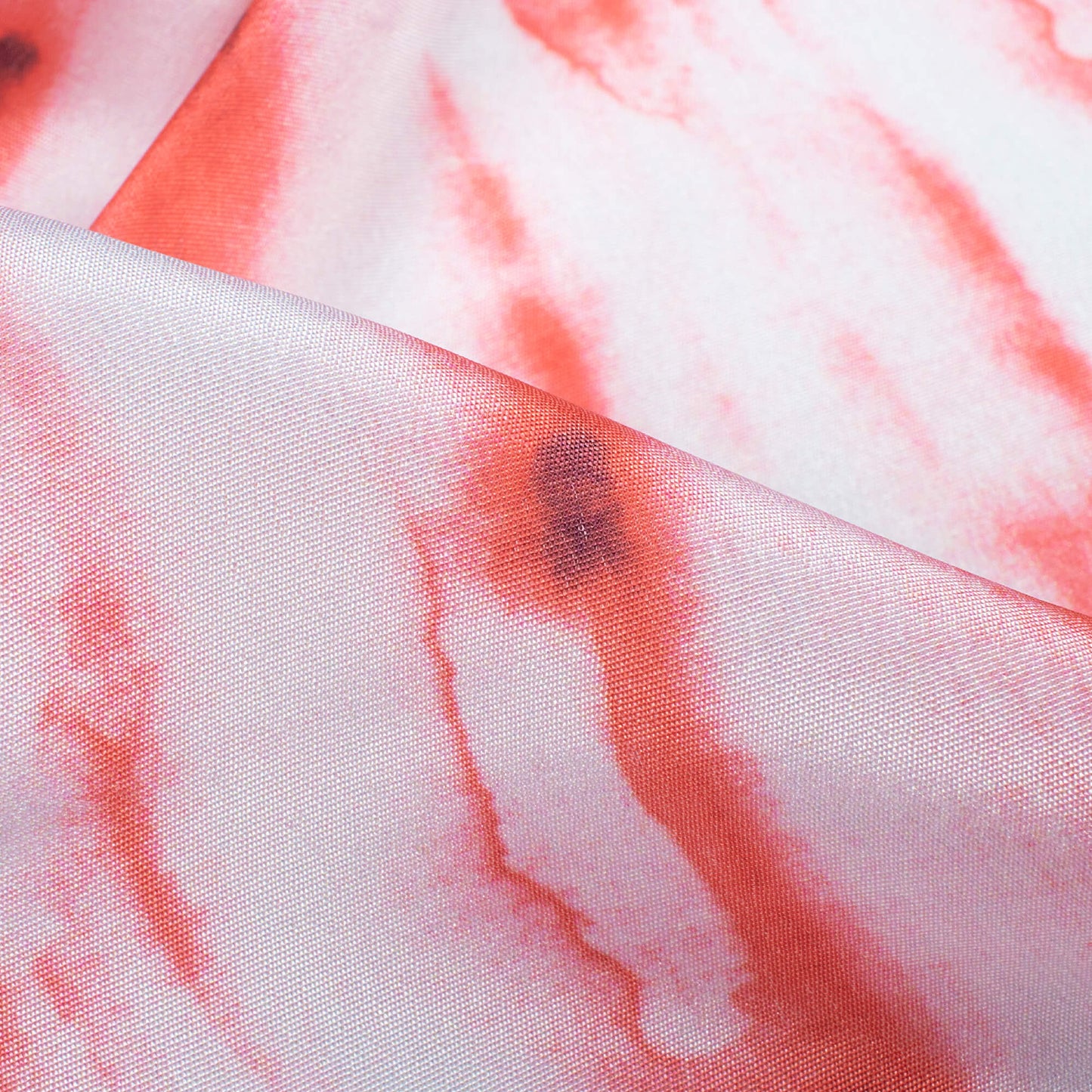 Vermilion Red And White Shiiborii Pattern Digital Print Crepe Silk Fabric