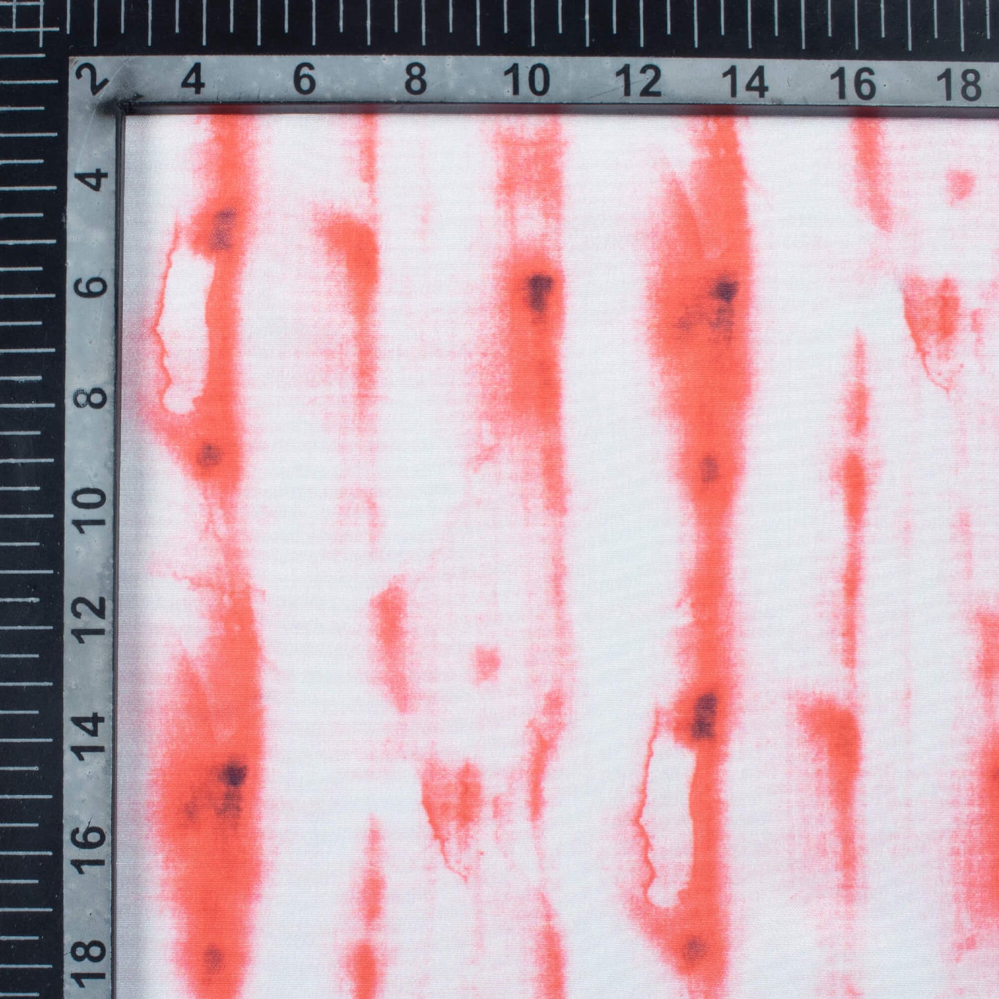 Vermilion Red And White Shiiborii Pattern Digital Print Crepe Silk Fabric