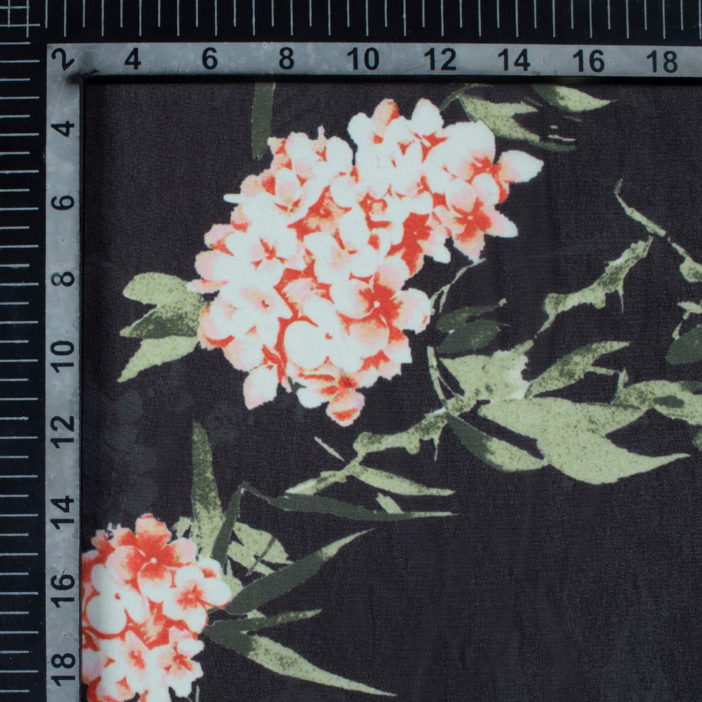Black And White Floral Pattern Digital Print Georgette Fabric