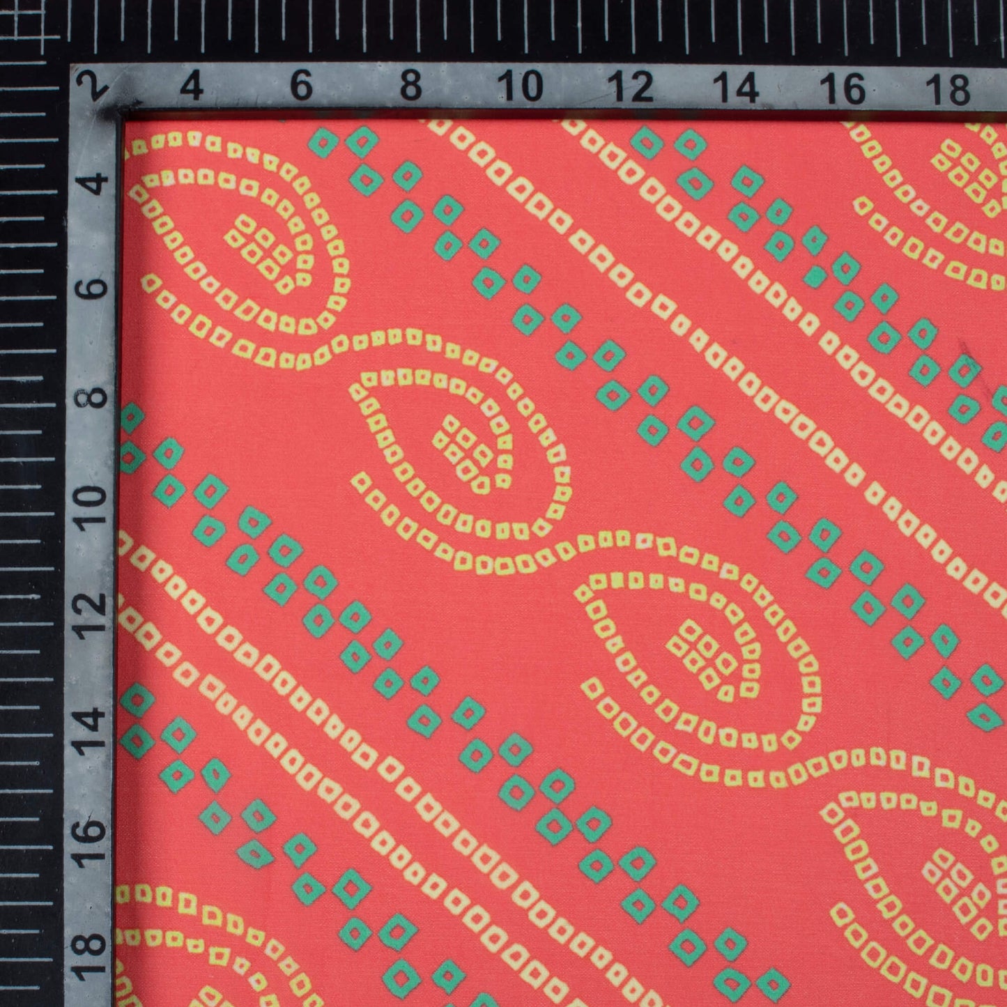 Persian Red And Yellow Bandhanii Pattern Digital Print Georgette Fabric
