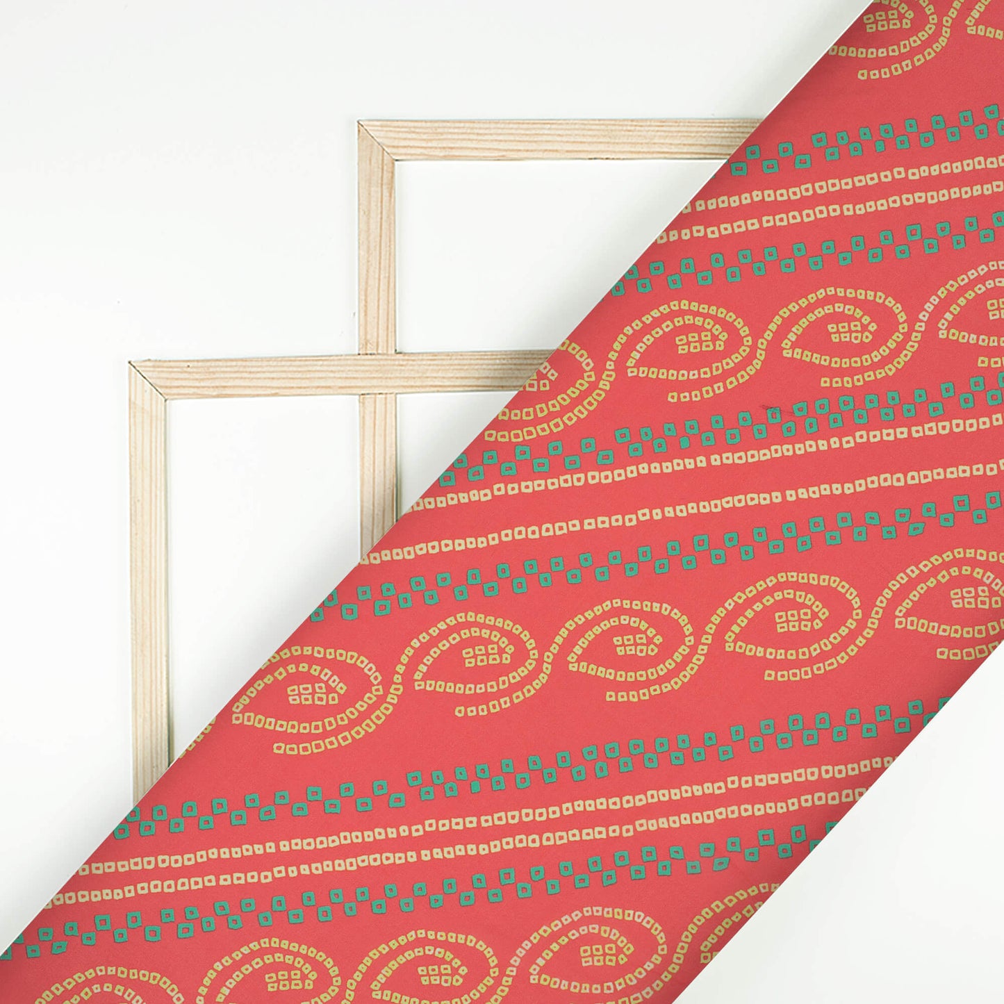 Persian Red And Yellow Bandhanii Pattern Digital Print Georgette Fabric
