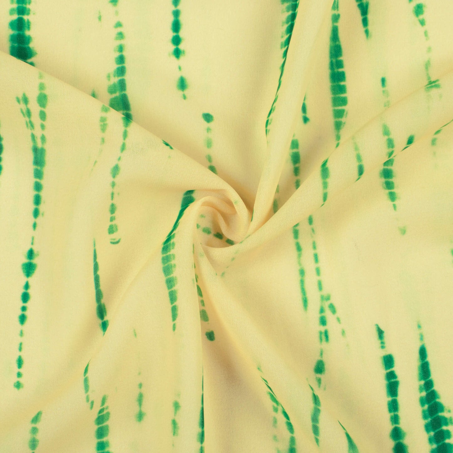 Daffodil Yellow And Green Shiiborii Pattern Digital Print Georgette Fabric