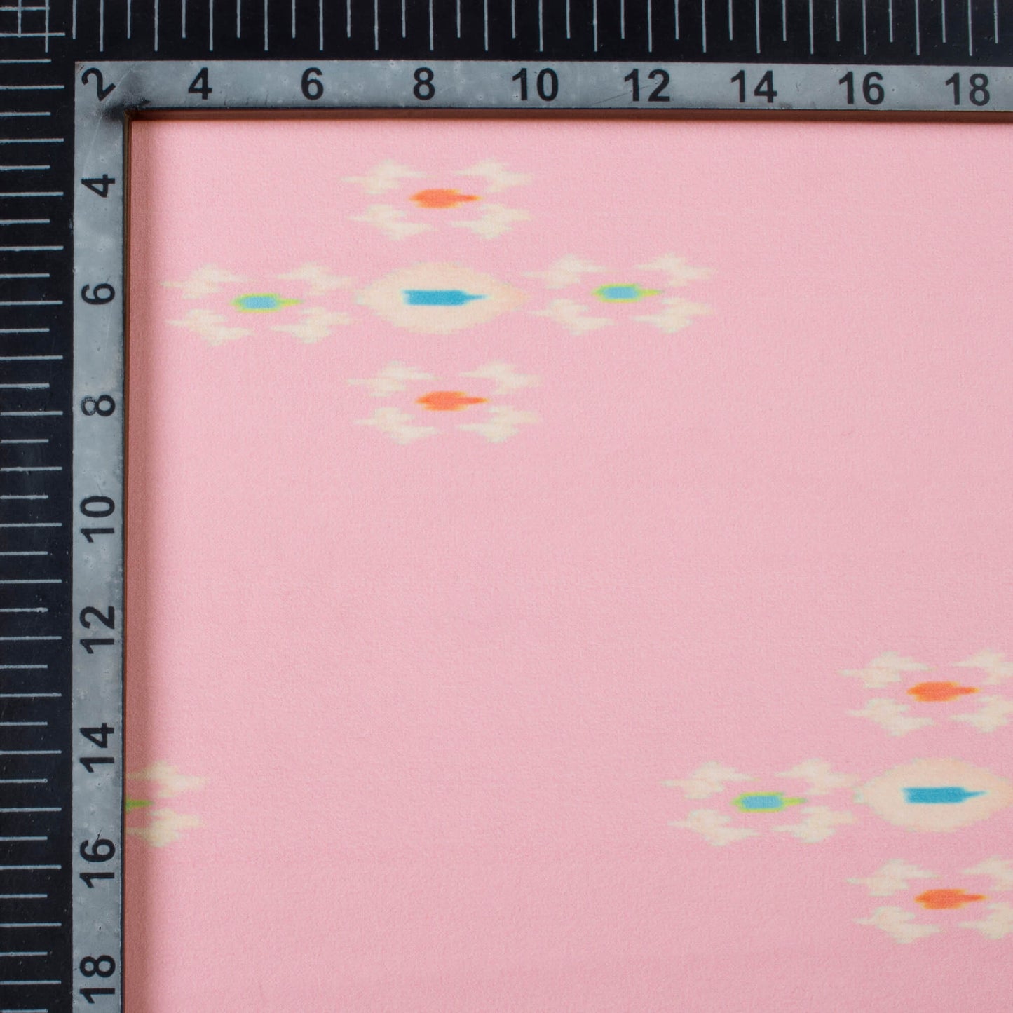 Baby Pink And Blue Ikkat Pattern Digital Print Georgette Fabric