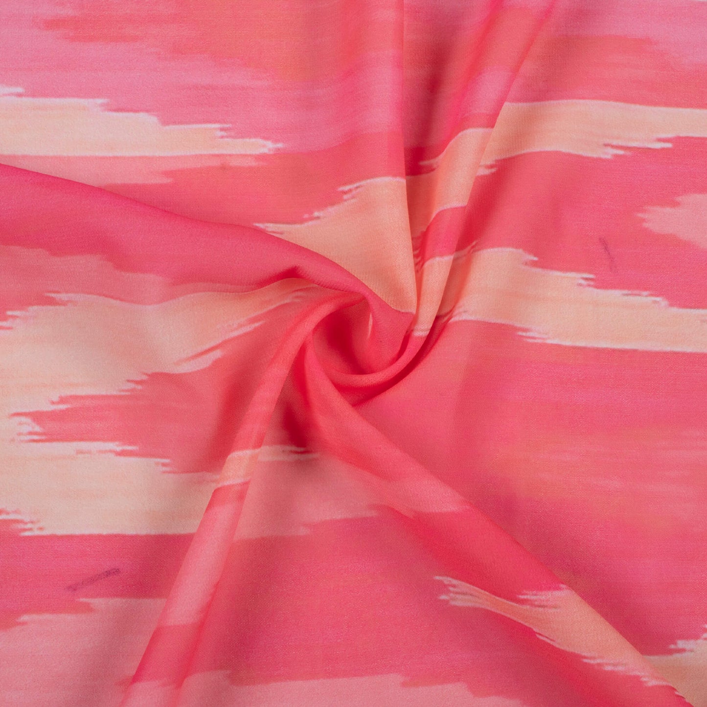 Hot Pink And Beige Ikat Pattern Digital Print Georgette Fabric
