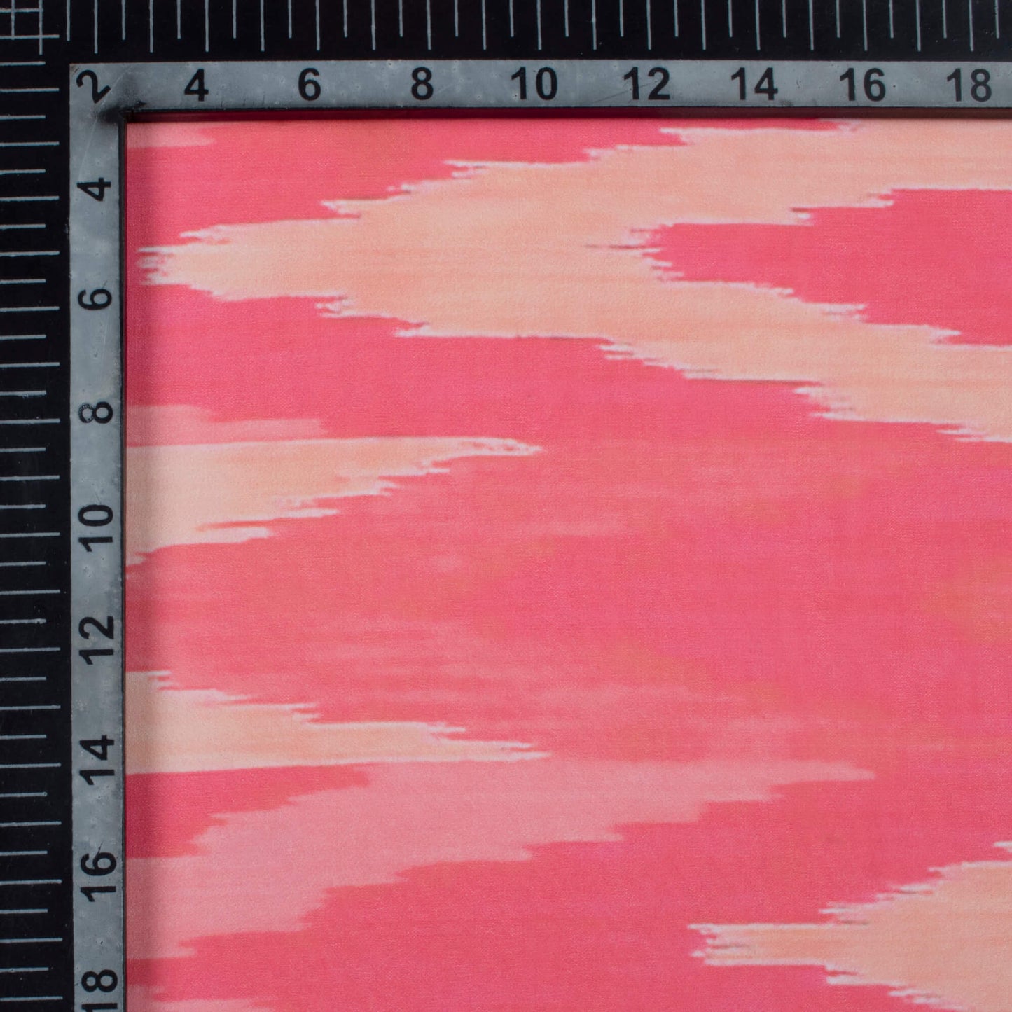 Hot Pink And Beige Ikkat Pattern Digital Print Georgette Fabric