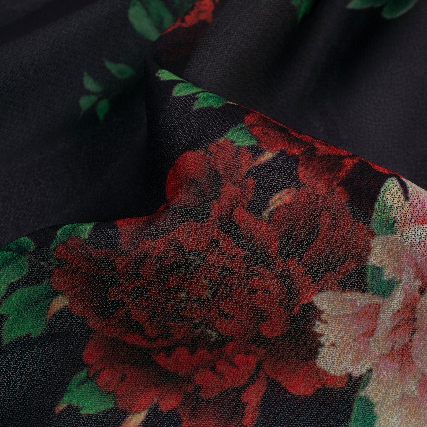 Raisin Purple And Pink Floral Pattern Digital Print Georgette Fabric