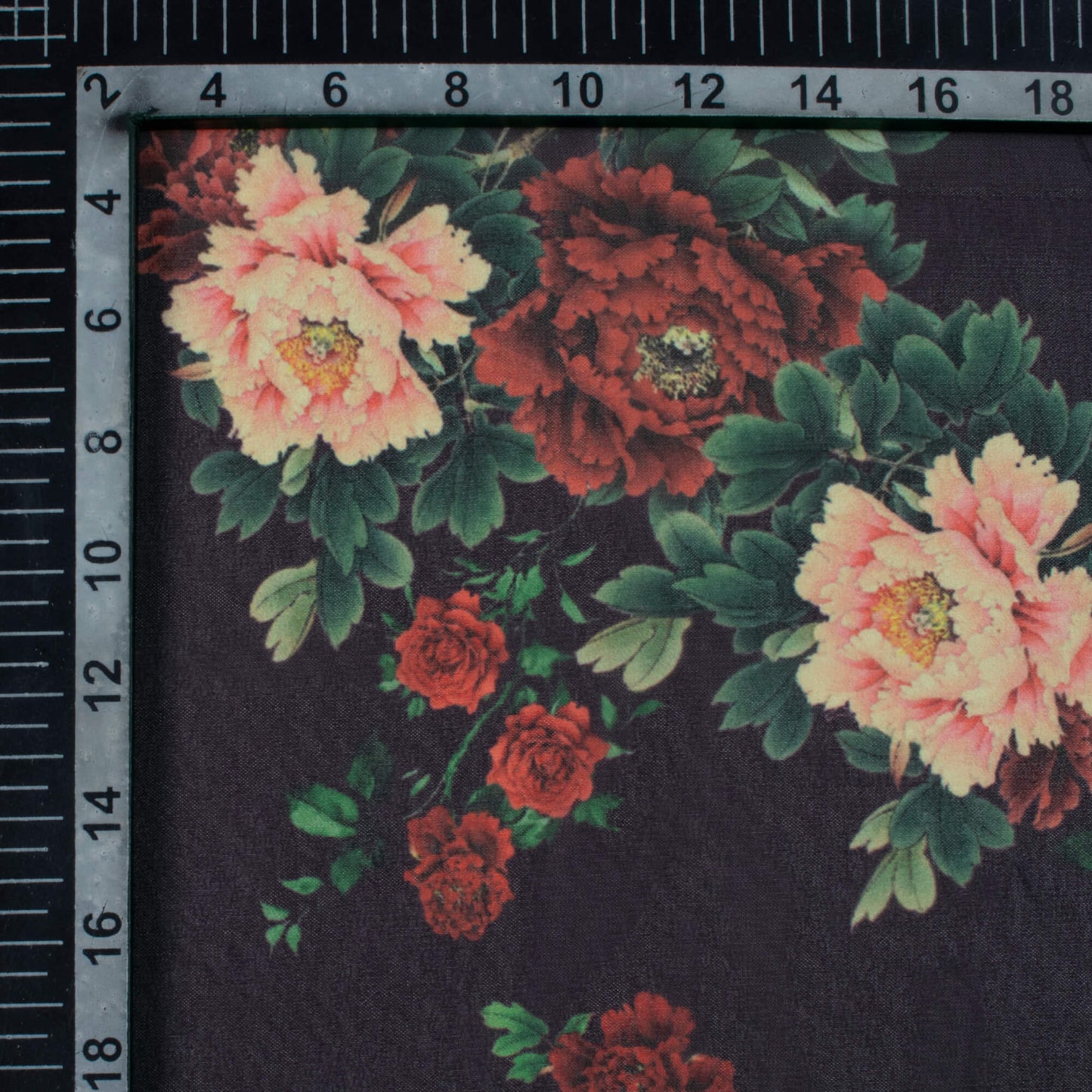 Raisin Purple And Pink Floral Pattern Digital Print Georgette Fabric