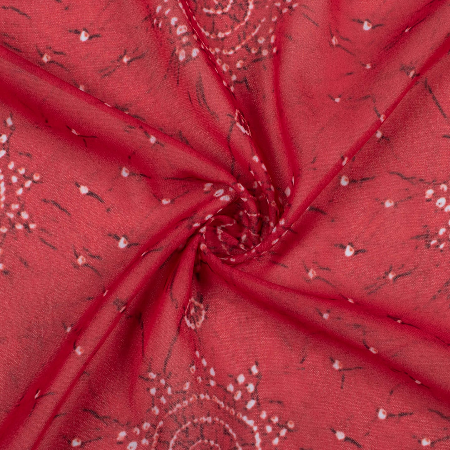 Mahogany Red And White Traditional Pattern Digital Print Georgette Fabric