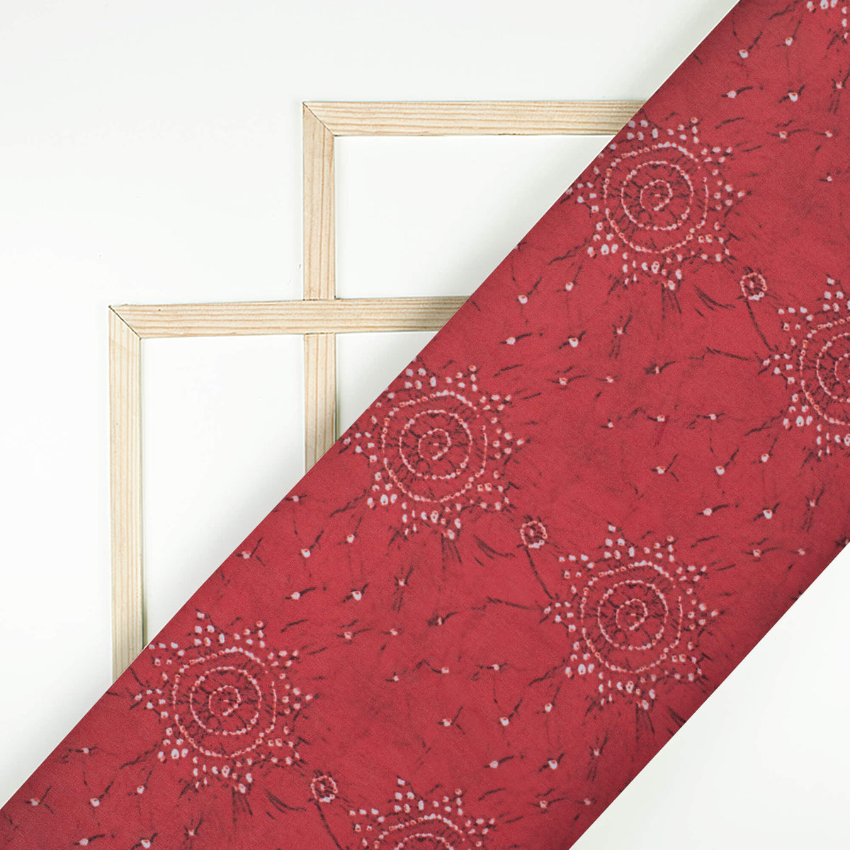 Mahogany Red And White Traditional Pattern Digital Print Georgette Fabric