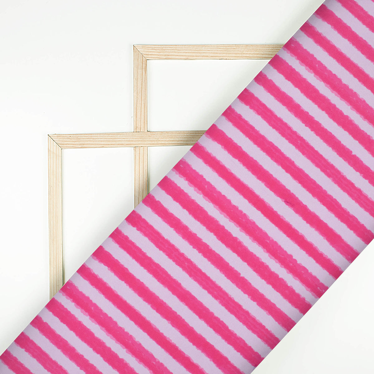 Hot Pink And White Stripes Pattern Digital Print Georgette Fabric