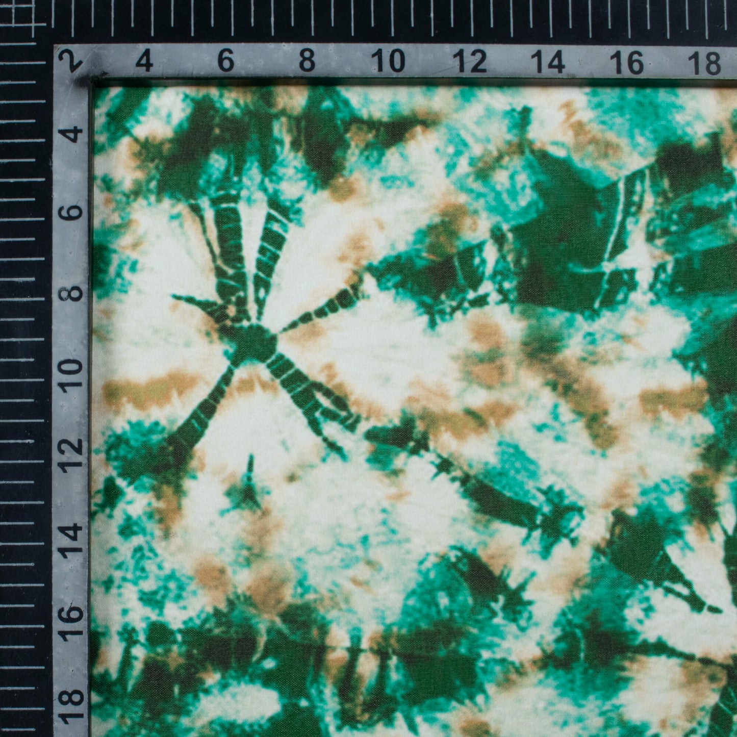 Kaitoke Green And Brown Shibori Pattern Digital Print Georgette Fabric
