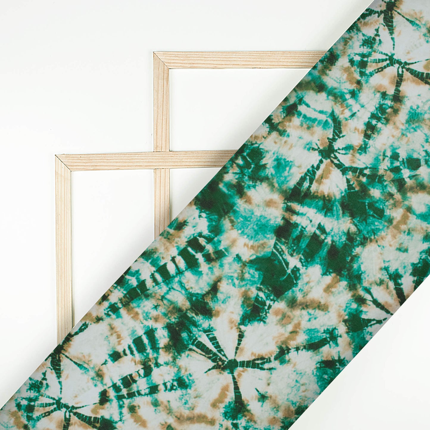 Kaitoke Green And Brown Shiiborii Pattern Digital Print Georgette Fabric