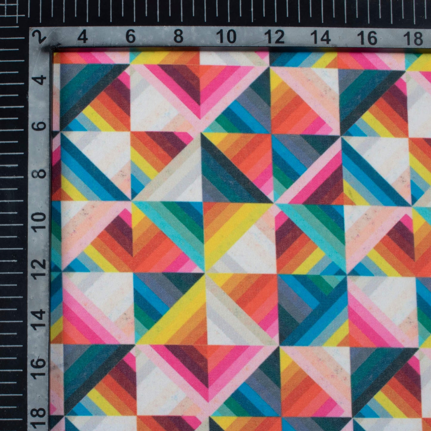 Multi-Color Geometric Pattern Digital Print Georgette Fabric
