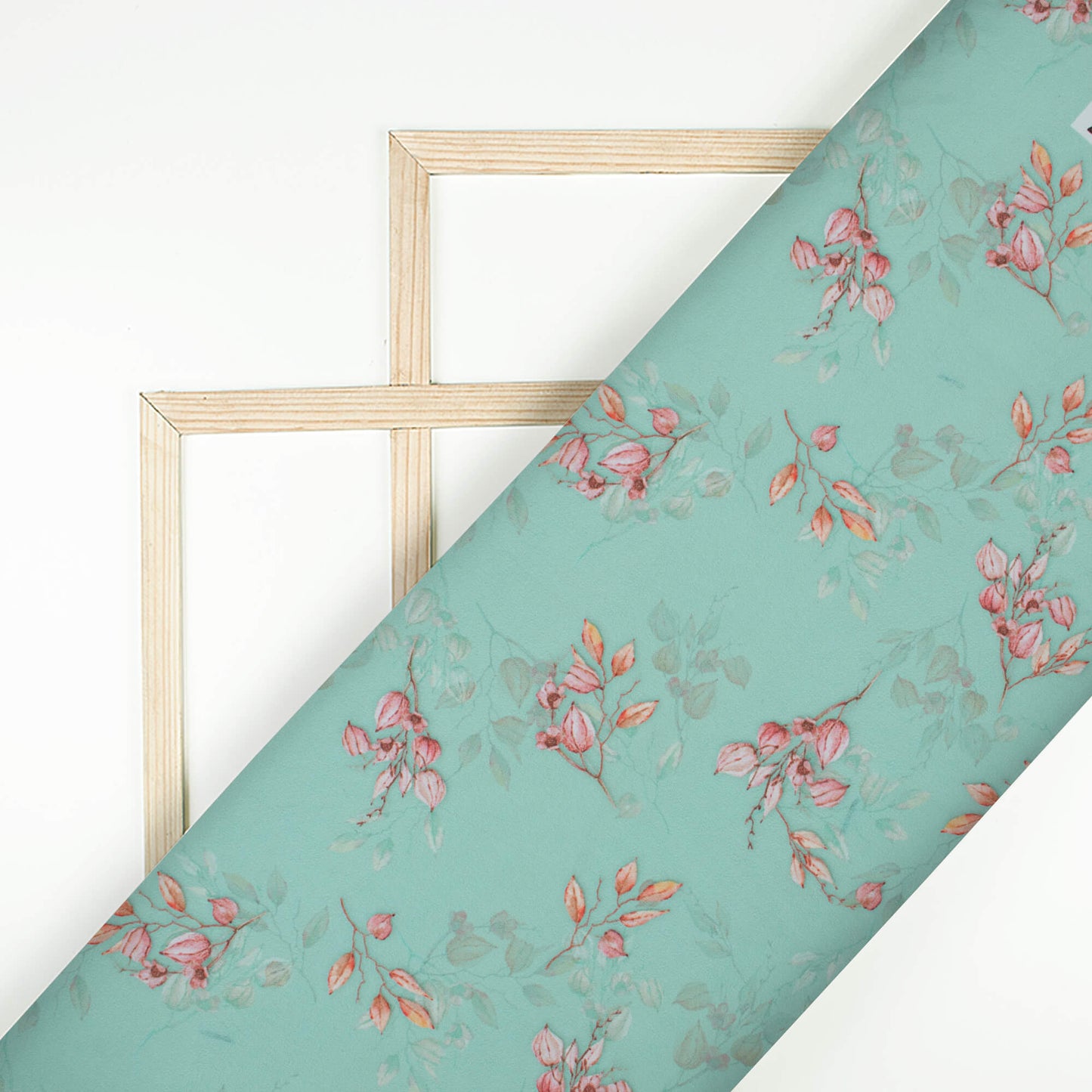 Fountain Blue And Pink Floral Pattern Digital Print Georgette Fabric