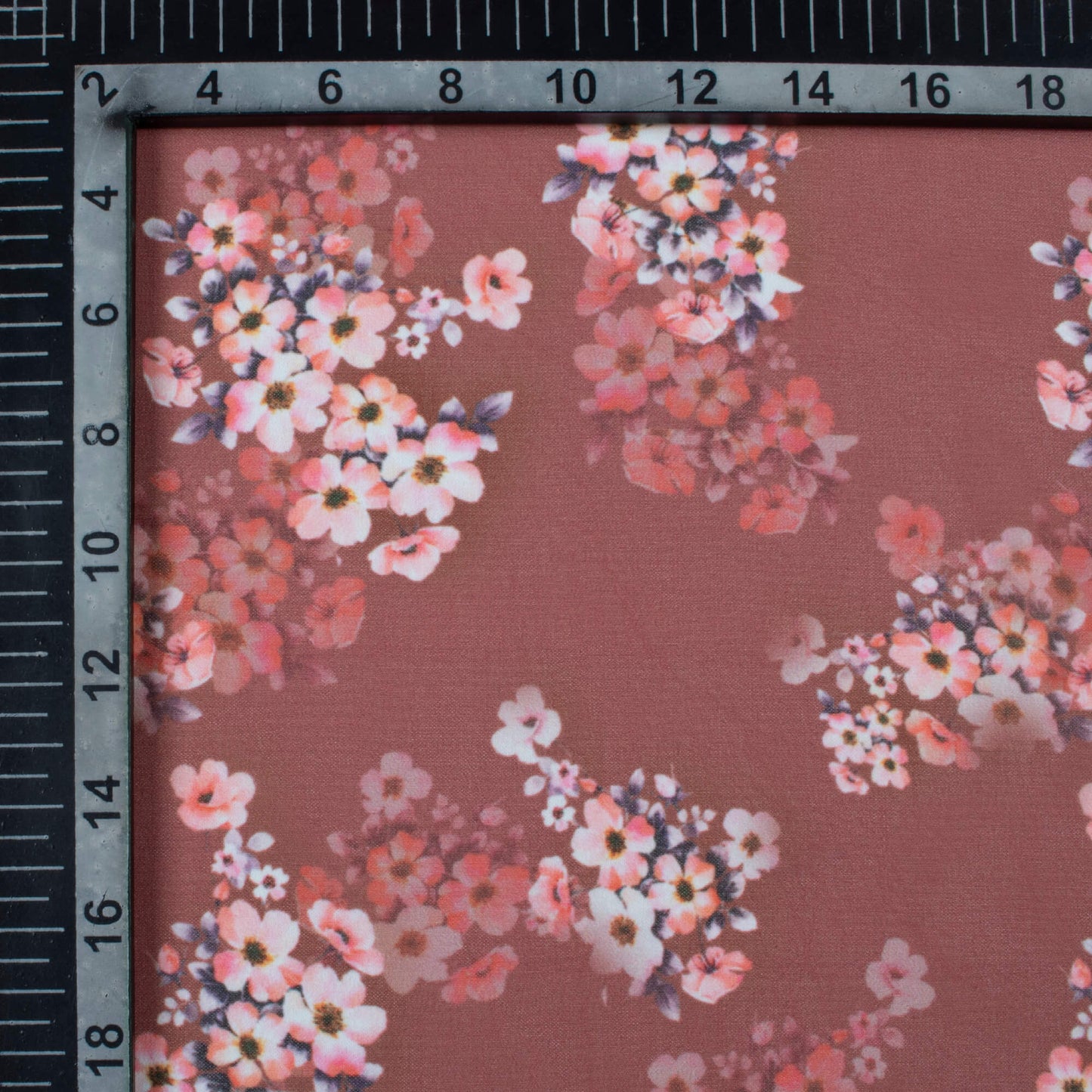 Rosewood Pink And White Floral Pattern Digital Print Georgette Fabric