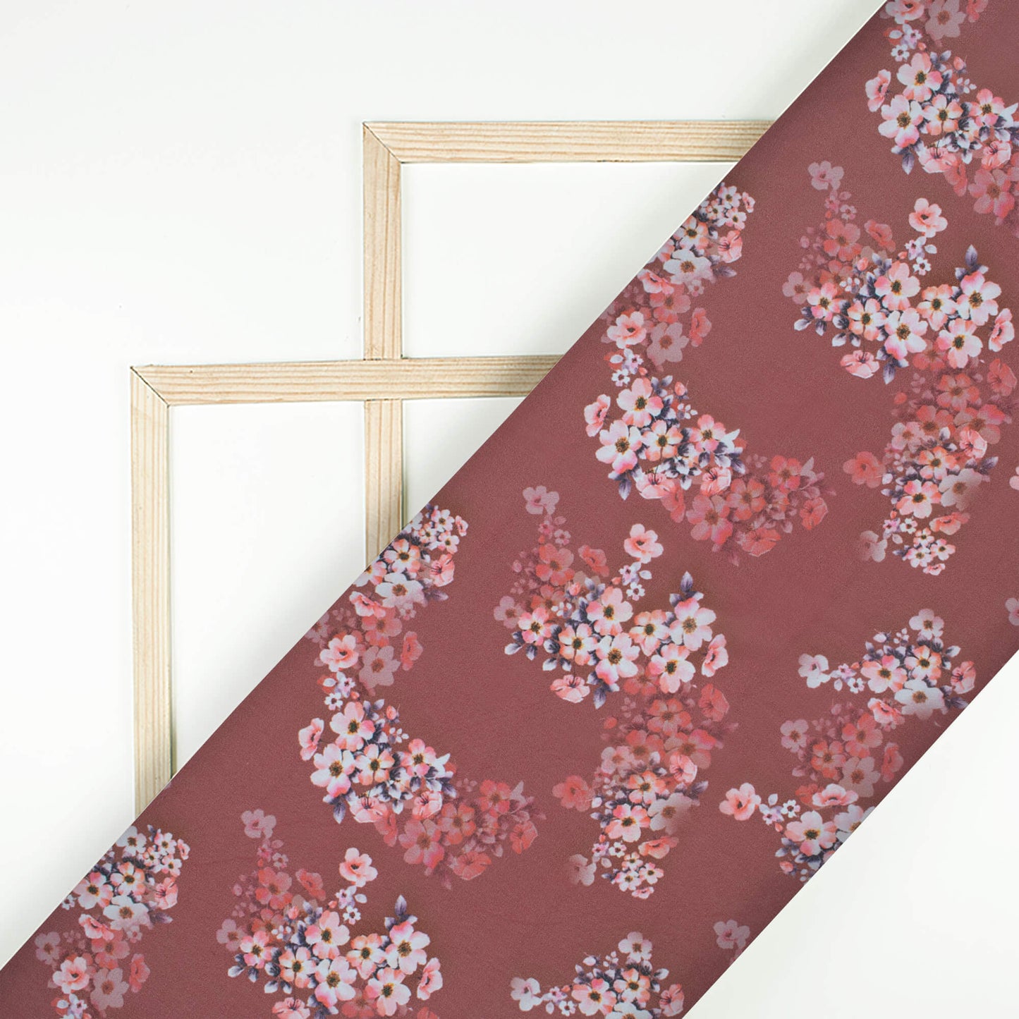 Rosewood Pink And White Floral Pattern Digital Print Georgette Fabric