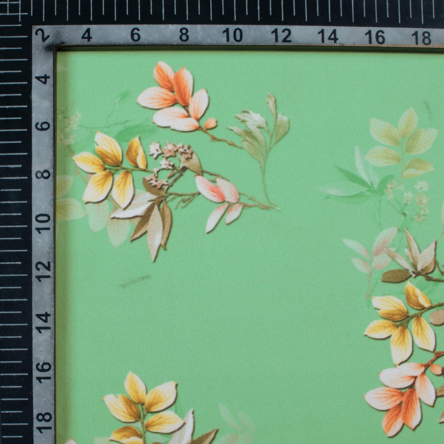 Spring Green And Yellow Floral Pattern Digital Print Georgette Fabric