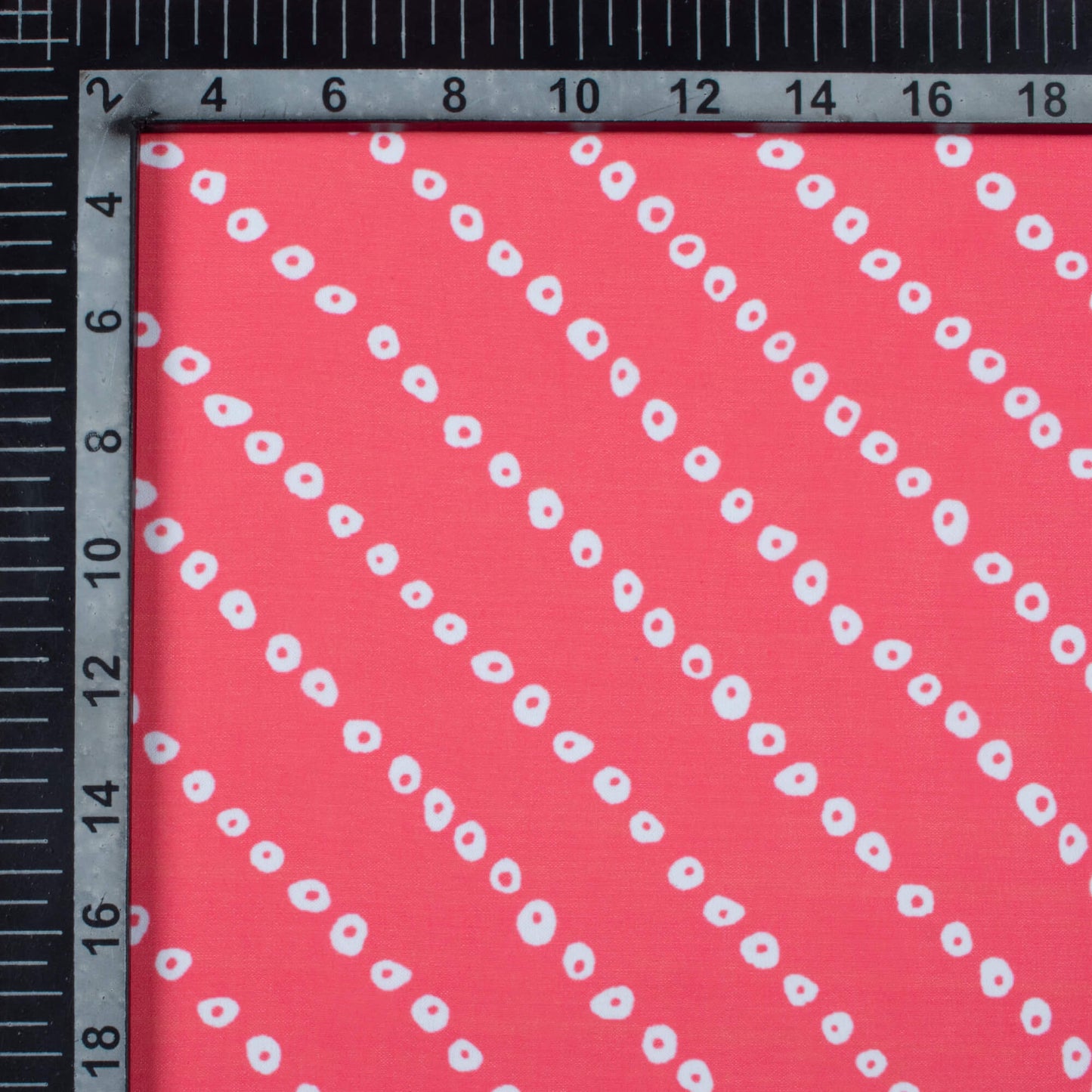 Punch Pink And White Bandhanii Pattern Digital Print Georgette Fabric