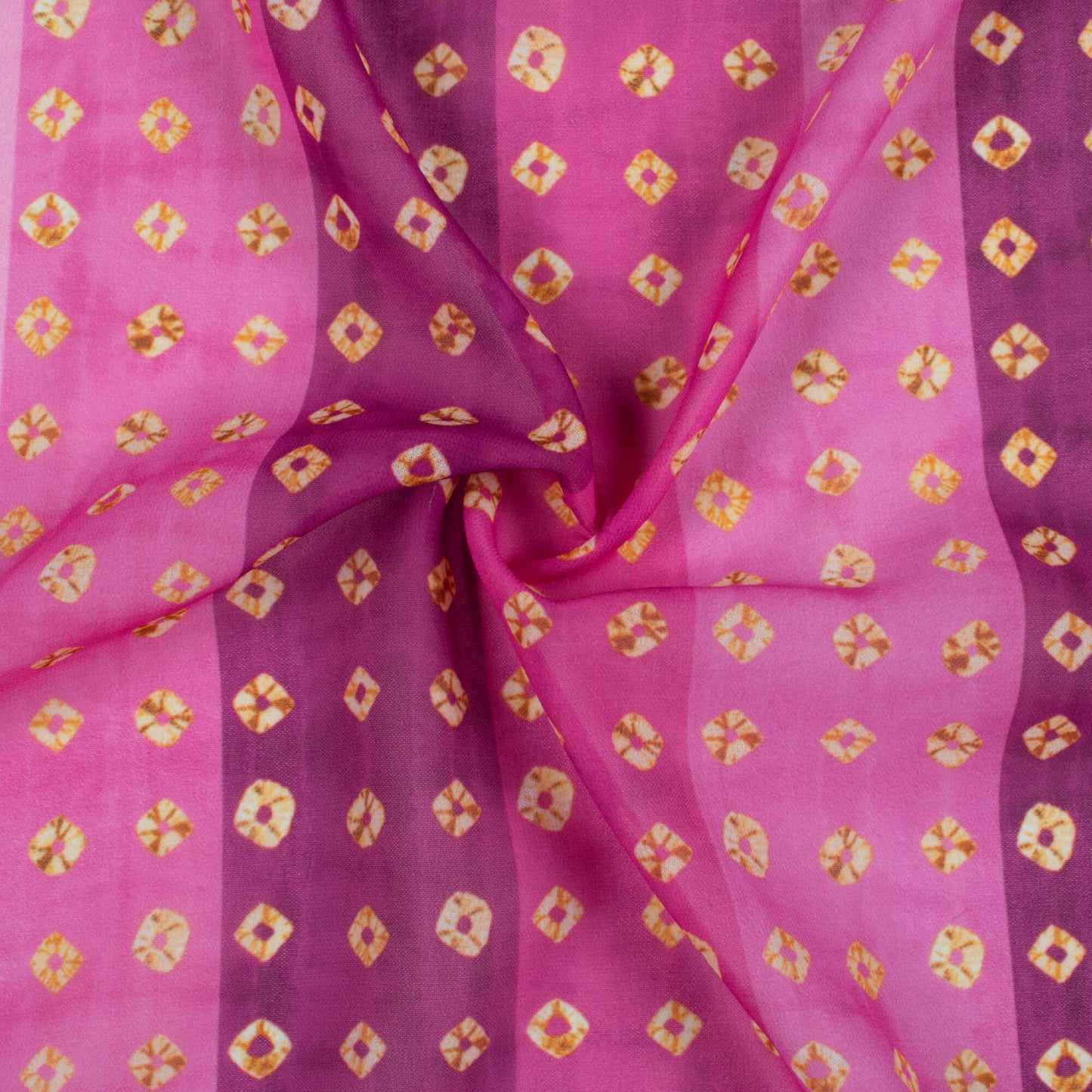 Plum Purple And Pink Stripes Pattern Digital Print Georgette Fabric