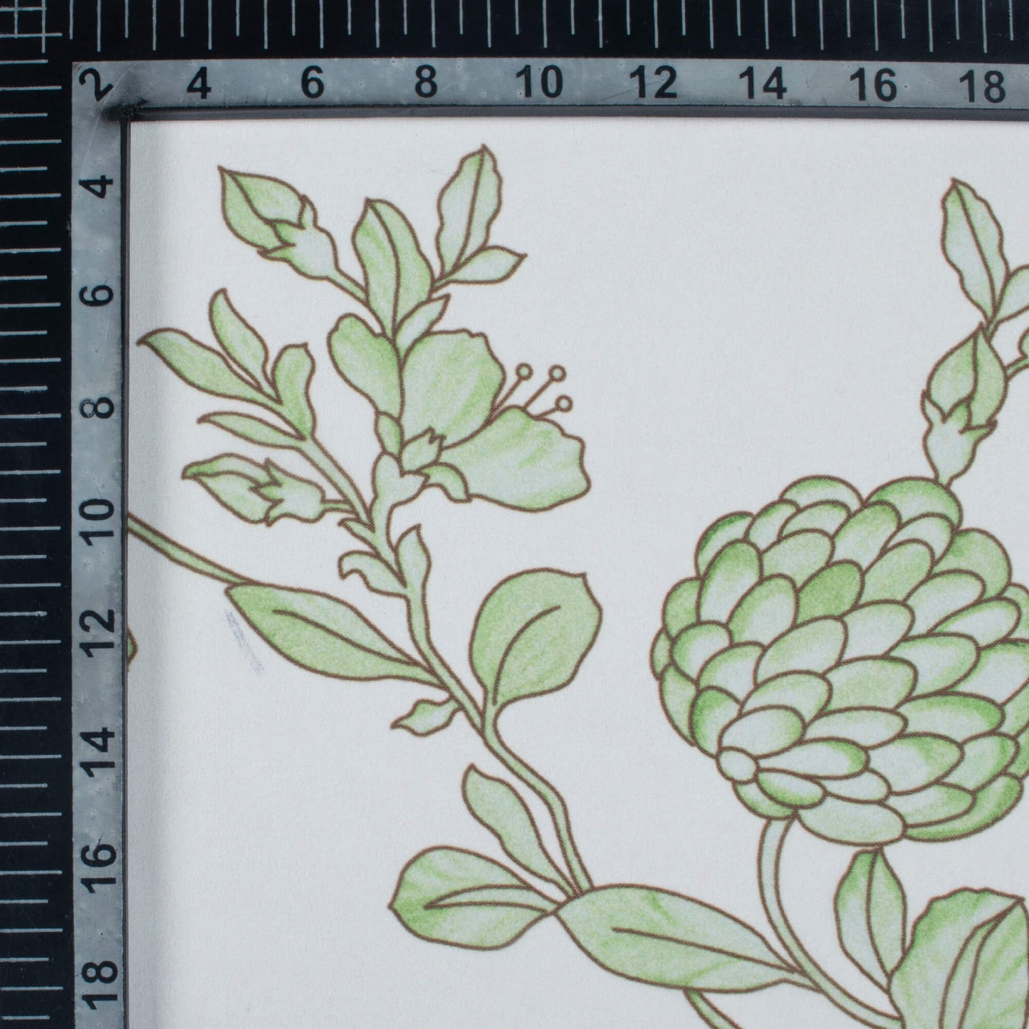 White And Green Floral Pattern Digital Print Georgette Fabric