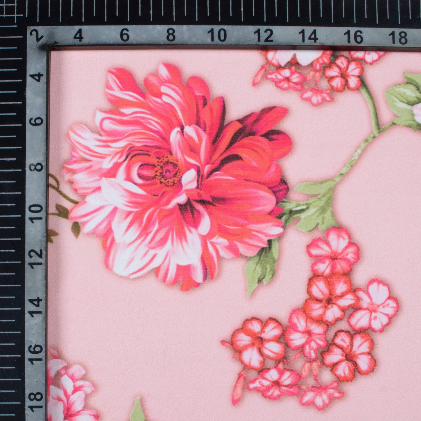 Pink And Green Floral Pattern Digital Print Georgette Fabric