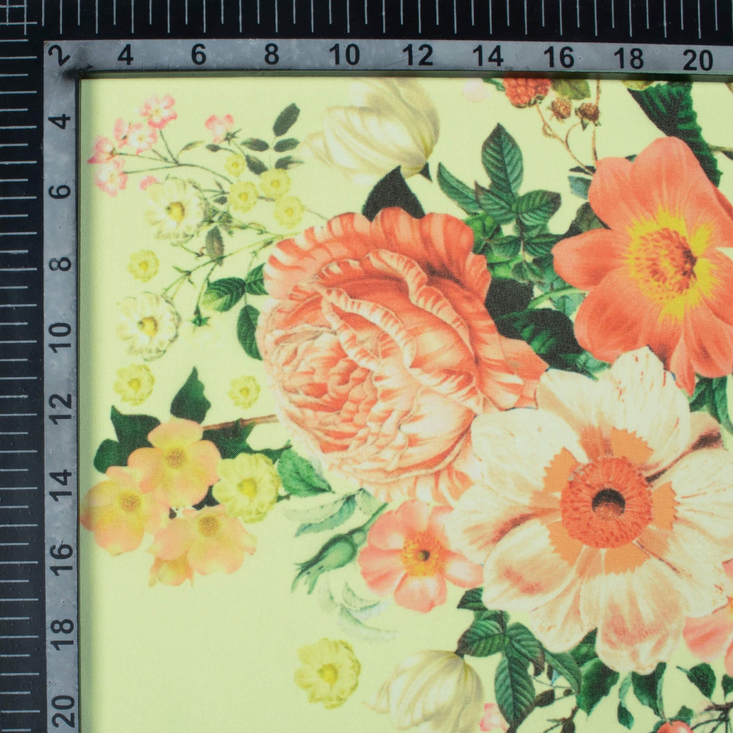 Pastel Yellow And Orange Floral Pattern Digital Print Georgette Fabric