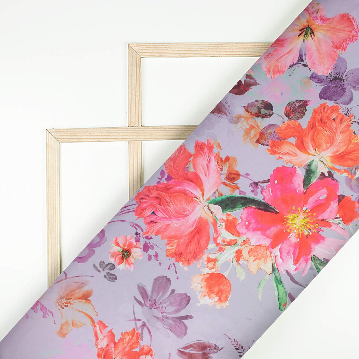 Lavender Purple And Red Floral Pattern Digital Print Georgette Fabric