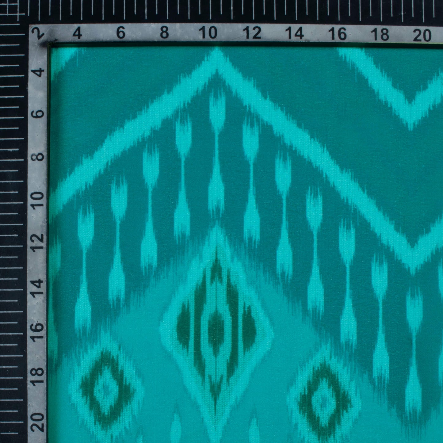 Teal Green And Tiffany Blue Daman Pattern Digital Print Georgette Fabric