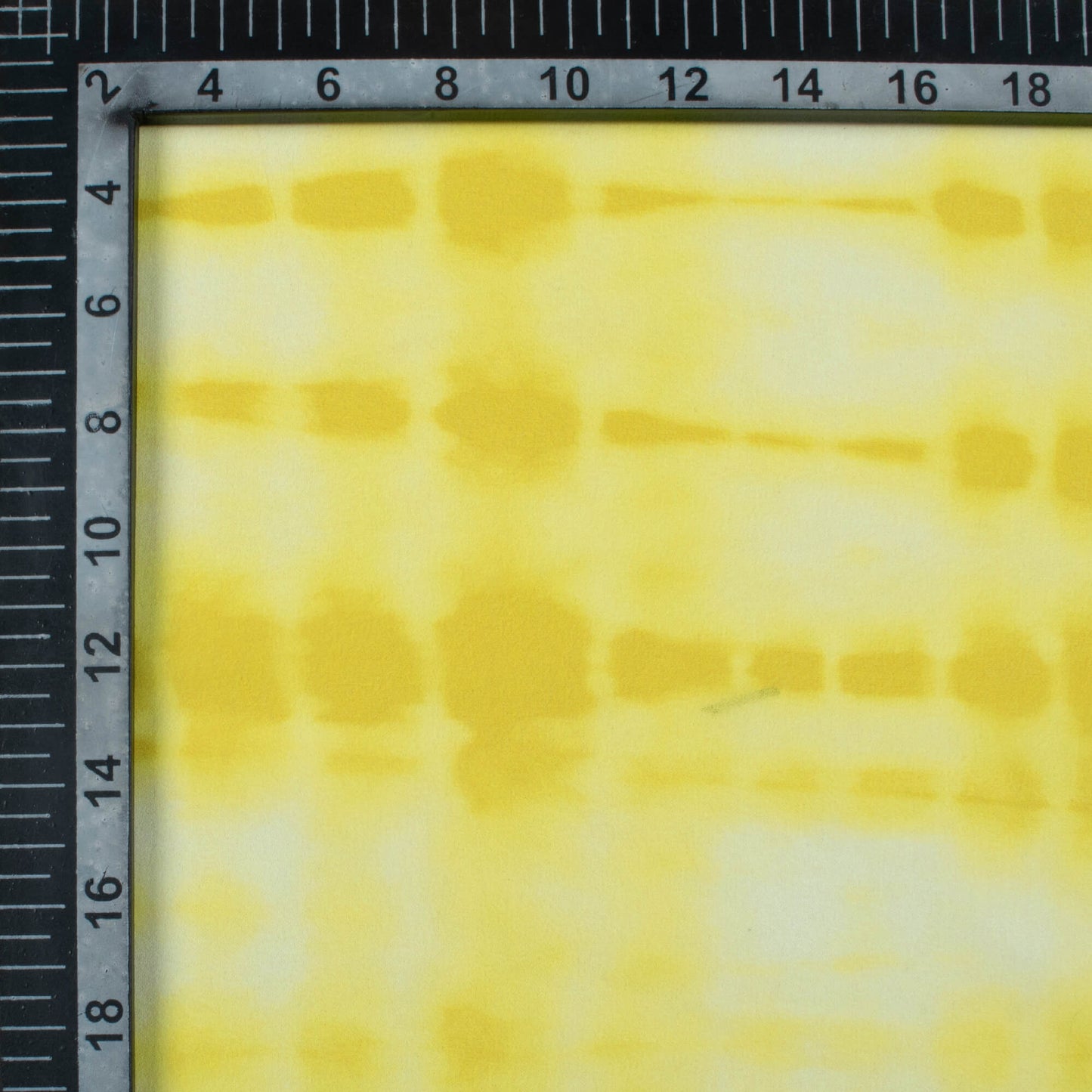 Yellow And White Shiiborii Pattern Digital Print Georgette Fabric